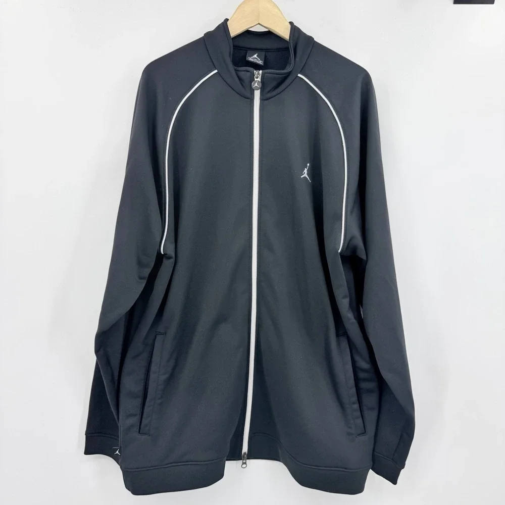 Jordan Mens XL Black White Full Zip Track Jacket Jumpman Logo‎ Y2K Streetwear